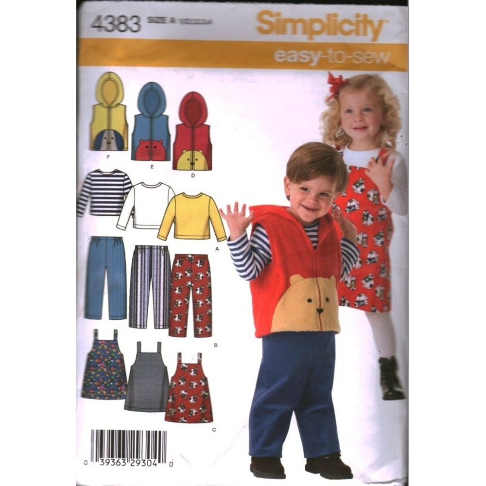 Simplicity 4383 Toddlers Vest Jumper Pants Knit Top Sewing Pattern Size 1/2-4